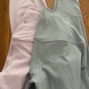 Lululemon gorgeous spring colors, Blue and Light purple 28” inseams leggings.